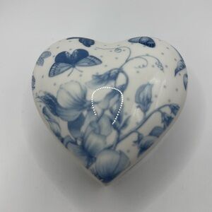 Sold 
Portmeirion Botanic Blue Butterfly Heart Trinket Box 3”